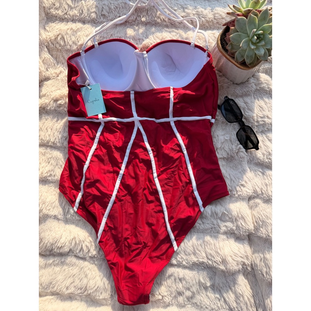 CUPSHE Red Bustier Structured One-Piece Swimsuit | NWT - SIZE XXL - Picture 5 of 9